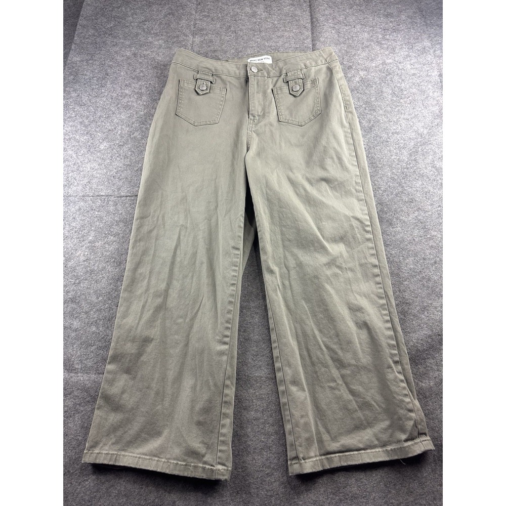Marc Jacobs Women 12 Green Front Pocket Crop Wide Leg Pants Y2K 00s Preppy Boho